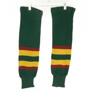 Vintage 80s Never Worn New Green Red Gold Stripes Knit Hockey Athletic Socks